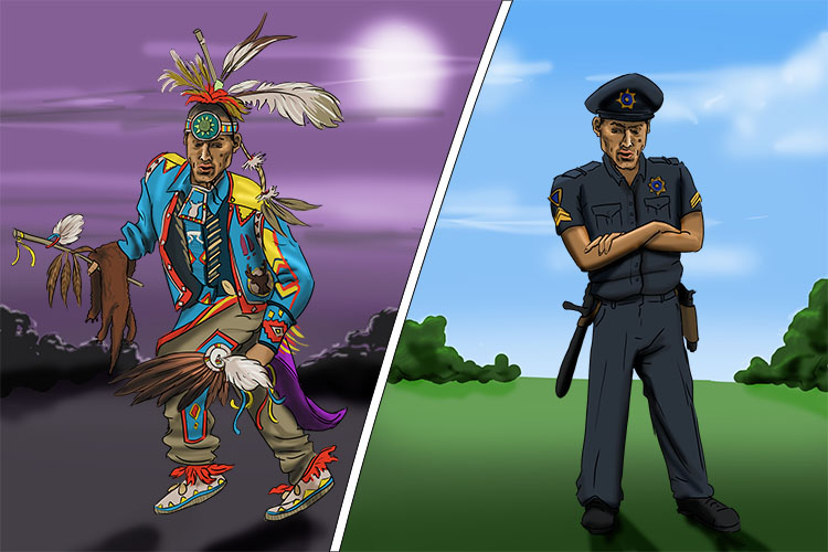 Indian (Indiana) dancer by night. An Indian police (Indianapolis) officer by day.